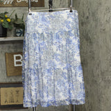 Nina Leonard Womens Plus Size Mesh A-Line Lined Skirt Blue Floral 2X