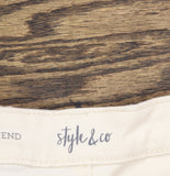 Style & Co. Roll Petite Mid Rise Curvy Girlfriend Jeans Eggnog Off White 8P