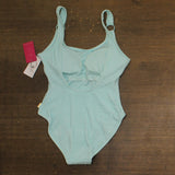 Vince Camuto Womens Textured Scoop Neck Ring One Piece Swimsuit Oasis Blue 8