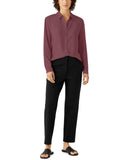 Eileen Fisher Womens Button Up Silk Shirt S2GC1-T5775M Fig Purple 1X