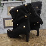 A New Day Studded Faux Suede Mid-Calf Boots 94568948 Jet Black / Gold 11M