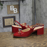 A New Day Square-Toe Mary Jane Block Heel Slingback 94305220 Red 7.5M