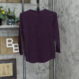 Calvin Klein Womens 3/4 Top with Button Detail M1VH0041-500 Aubergine Purple XS