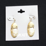 Mixit Fashion Dangly Hinge Floral Engrave Oval Plate Earrings Gold Yellow 2.75"