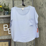 State Of Day Womens Silk Touch Woven Pajama Shirt Top Eventide Blue 2XL