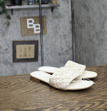 A New Day Woven Raffia Slide Sandals with Memory Foam Insole White Multi 8M