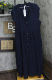 Ny Collection Womens Plus Size Short Sleeve Slubbed Midi Dress Navy Blue 3X