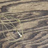 Triple Round Cut Crystal Stacked Pendant Necklace Gold / Clear 16" + 3"