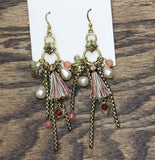 Bijoux Bar Boho Chandelier Cluster Charm Dangly Earrings Gold / Multi 4.25"