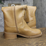 Universal Thread Womens Mai Boots Faux Leather Block Heel 94568934 Tan Brown 10M