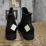 Cole Haan Black Padded River Block Heel Zip-Up Leather Booties Black Leather 8B