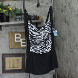 Swim Solutions Tummy Control Twist One Piece Swimsuit Feral Stripes Black 20W