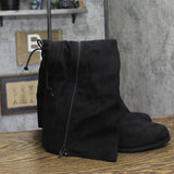 Journee Collection Lace Faux Suede Knee-High Block Heeled Boots Black 8.5M