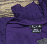 City Chic Womens Trendy Plus Size Wild Dobby V-neck Top Petunia Purple 24W