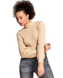 And Now This Mock Neck Balloon Sleeve Ribbed Sweater S700480001 Camel Brown XL