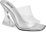 Bar III Womens Cherr Padded Insole Slip On Mule Sandals Clear Vinyl Silver 7M