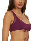 Becca Womens Muse Mesh-Overlay Bikini Swim Top 733257 Aubergine Purple L