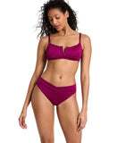 Bar III Womens Pucker Up V-Wire Bralette Bikini Swim Top Plumberry Purple M
