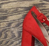 Sun + Stone Reemaa Micro Suede Block Heel Platform Sandals Red Micro 8.5W