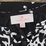 Laurie Felt Womens Long Sleeve Lined Blouse Shirt Top Black / White 2XS