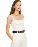 Danielle Bernstein Womens Cropped Sleeveless Blouse Shirt Top Cloud White 2