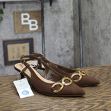 A New Day Womens Tabitha Oversized Chain Sling Back Heels 94305245 Brown 7M