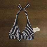 Tommy Bahama Stripe Reversible Halter Bikini Swim Top Mare Navy Blue Multi S
