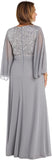 R&m Richards Womens Sequin Evening Dress Gown 99399 Silver Gray 10