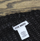 Steve Madden Womens Marled Knit Beanie Shimmer Rolled Cuff SMA-5500 Oxford Black