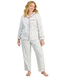 Charter Club Printed Flannel Pajama Set Delicate Cardinal White Multi 1X