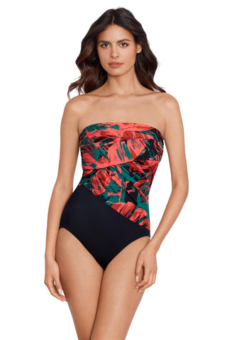 Magicsuit Goddess One Shoulder Underwire One Piece Swimsuit Black Green Multi 12