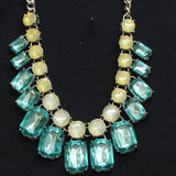 MCYS Gemstone Collar Curb Chain Necklace Silver Gray / Blue / Yellow 18" + 3"
