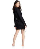 And Now This Womens Side Ties Button Up Shirt Poplin Ruched Dress Black XL