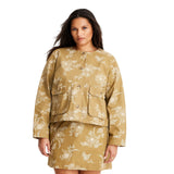 Future Collective Womens Utility Bomber Jacket 93225000 Khaki Brown 2XL