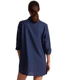 Lauren Ralph Lauren Embroidered Button Up Shirt Swim Cover Up Dark Navy Blue S