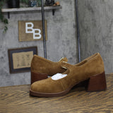 Steve Madden Womens Suede Lisbon Block Heel Loafers LISB02S1 Chesnut Brown 9M