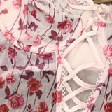 Inc International Concepts Womens Floral Mesh Thong Bodysuit Falling Roses L