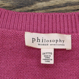 Philosophy Womens V-Neck Plus Size SWeater 166ffe1cbf1bfd Red Pink 3X