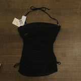 Becca Muse Bandeau Tankini Swim Top with Mesh Overlay 733557 Black M