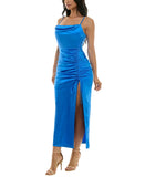 Emerald Sundae Juniors Drape-Neck Midi Dress Perry Blue M