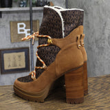 Michael Michael Kors Logo Snow Lace-Up Booties Boots Winter Luggage Brown 10M