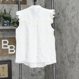 LC Lauren Conrad Womens Ruffle Trim Babydoll Blouse Shirt Top Ivory S