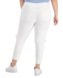 Tinseltown High-Rise Distressed Mom Jeans with Raw Hems Bright White 18W