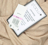 B Darlin Juniors Glitter-Knit Back-Tie V-Neck Gown Dress Nude Brown Gold 11/12