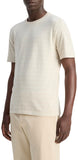 Vince Short Sleeve Stripe Loose Knit Crew T-Shirt Coyote Brown / Off White S