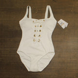 Michael Michael Kors Womens Lace-up One-Piece Swimsuit Grommet MM3Q456 White 12