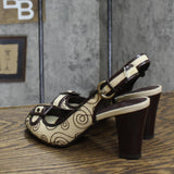 Mia Girl Womens Vintage C17087 Block Heels 1673c0b1be05c1 Spiral Brown 6M