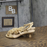 A New Day Womens Esme Floral Crochet Kitten Heels 92979007 Tan Brown 6.5M