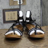 Style & Co. Womens Chelseaa Thong Ankle Strap Wedge Sandals Black Smooth 7M