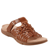 Easy Spirit Womens Strappy Mindi Flat Sandal SEMINDI Cognac Leather Brown 7.5M